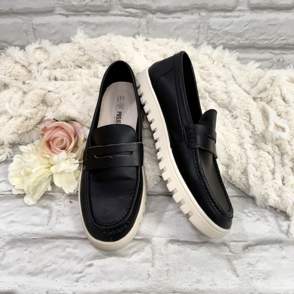 Project Cloud Women's 10 Black Leather Loafers Slip On Comfort Memory Foam Shoes
